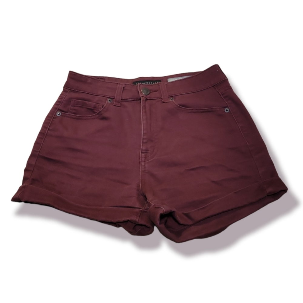 Aeropostale Marroon High Waisted Midi shorts